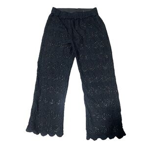 Soft Surroundings Crochet Lace Open Knit Black Pants Sz: S Petite Boho Coastal